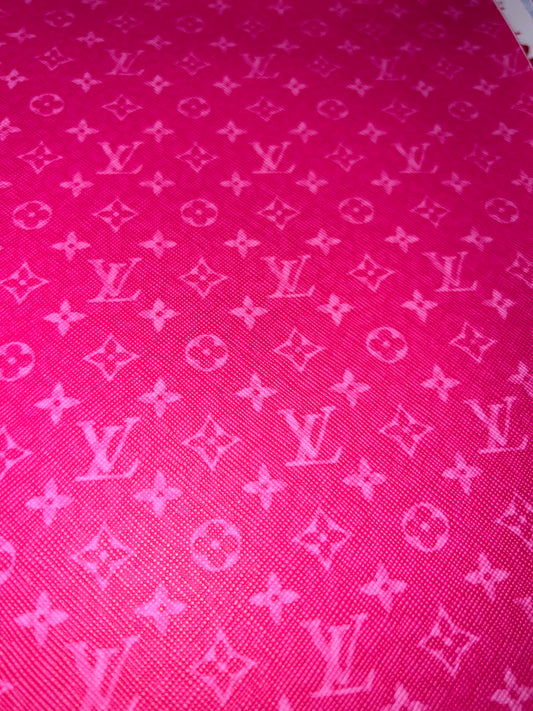 Hot Pink Luxury-Style Monogram Faux Leather Sheet – 9x12