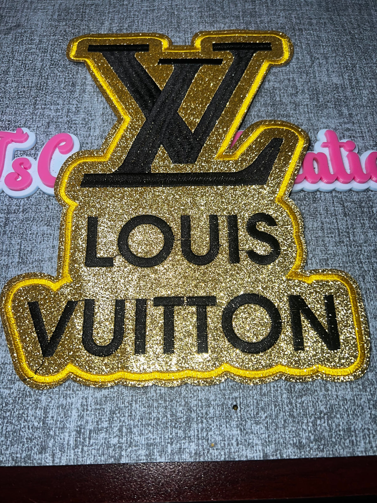 Gold Black Monogram Statement Patch – Glitter Embroidered Applique