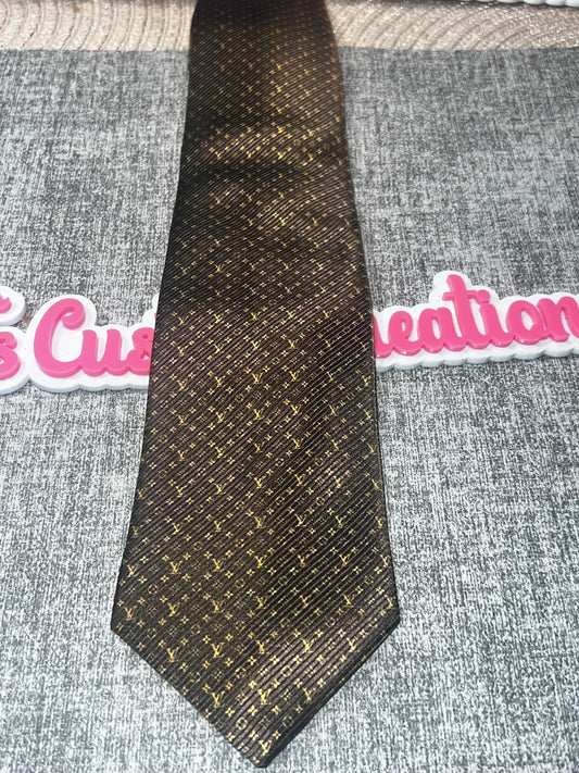 Dark Brown Gold Micro Luxe Pattern Tie – Designer Style Statement Tie