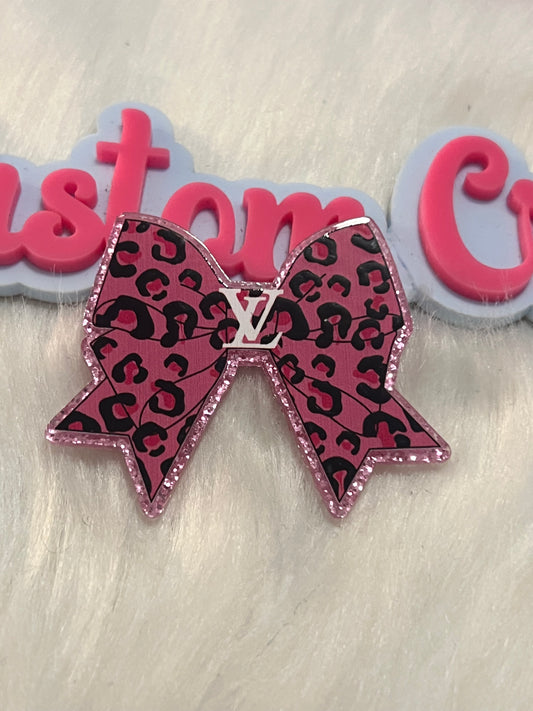 Pink Leopard print LV bow