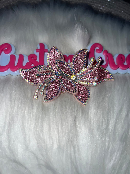 💗 Pink 3D Rhinestone Flower Patch