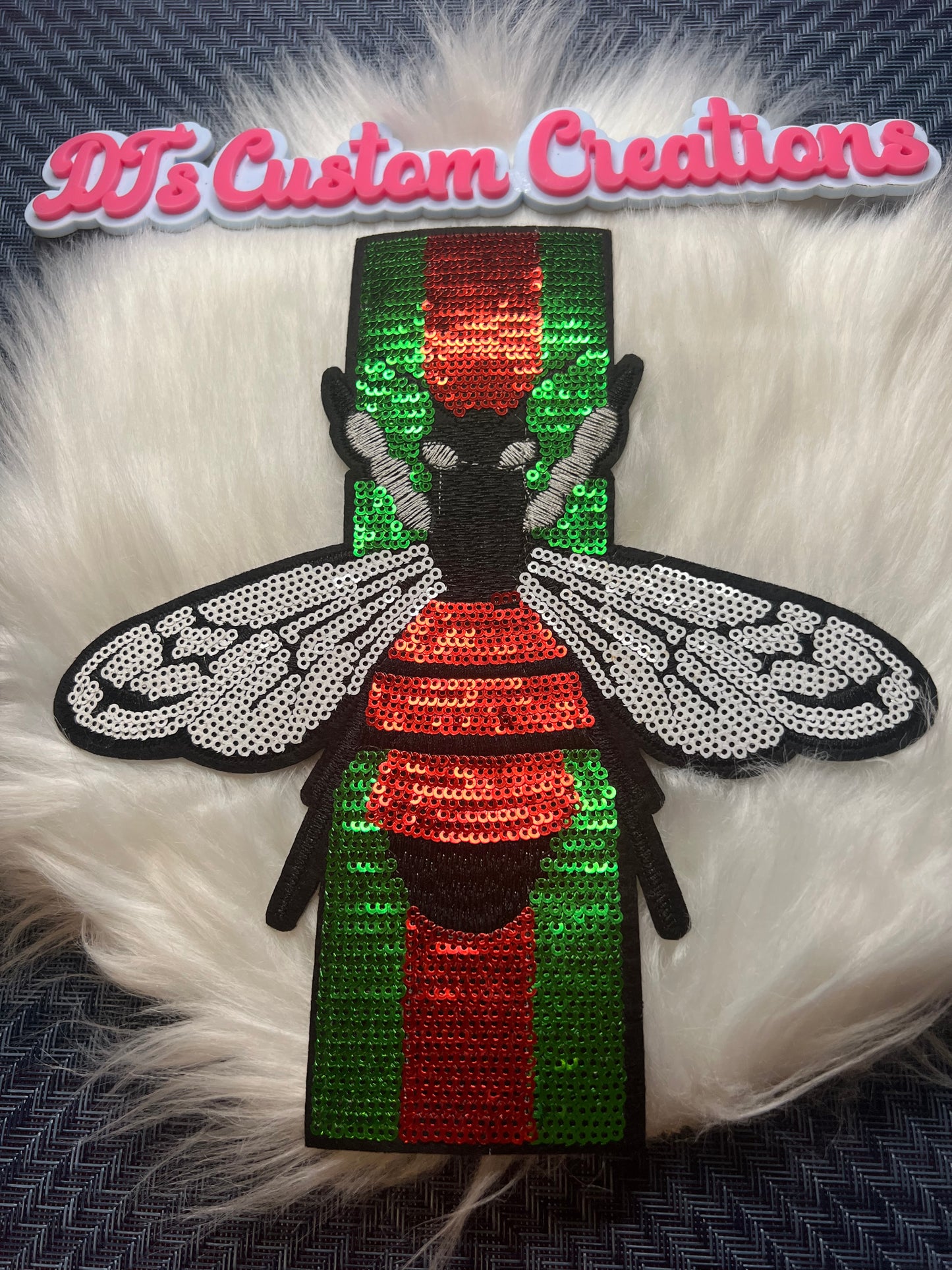 Sequin Red Green White Bee
