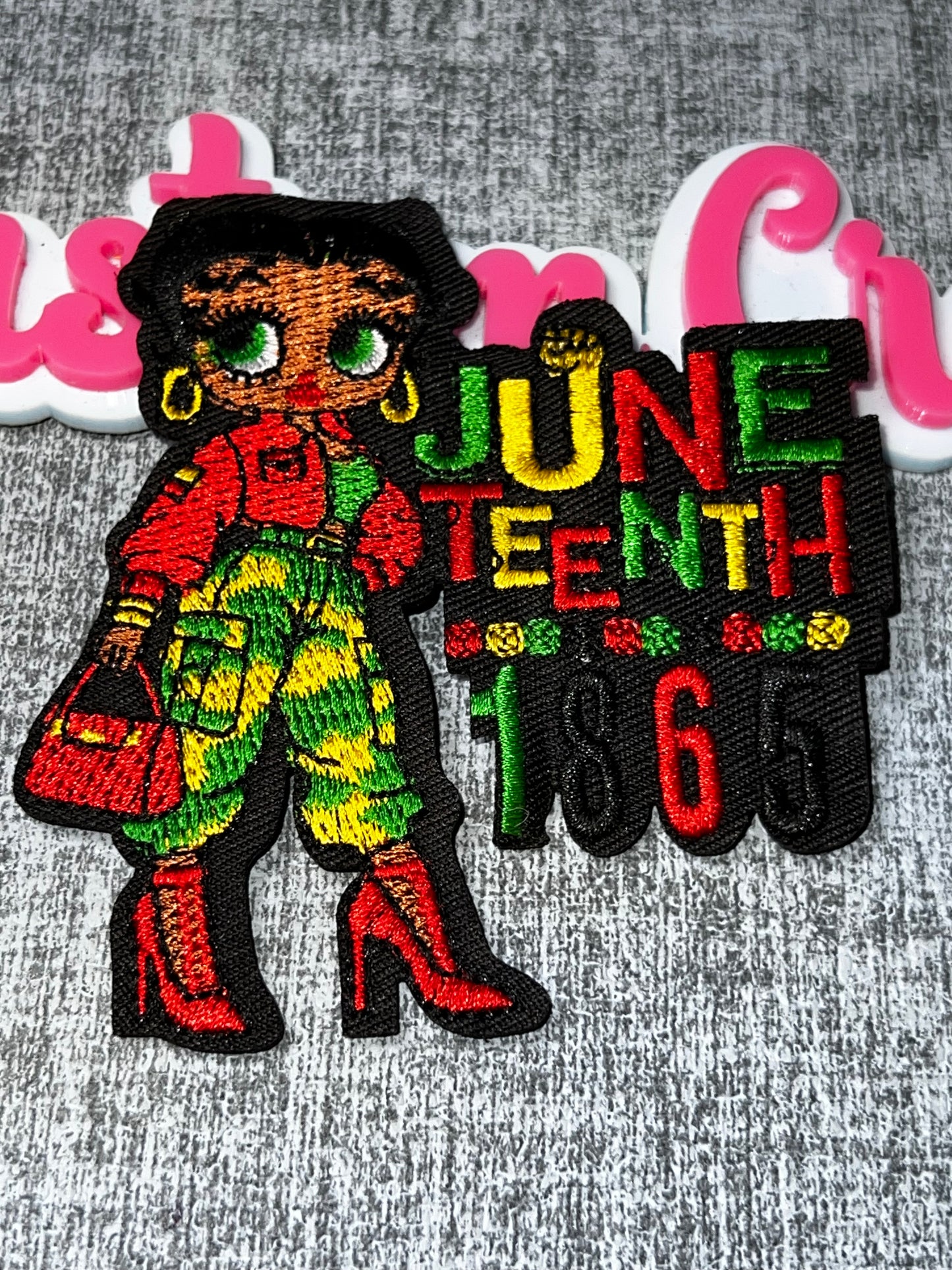 Juneteenth Girl Patch 1865 – Culture Embroidered Iron On Patch Celebration Applique