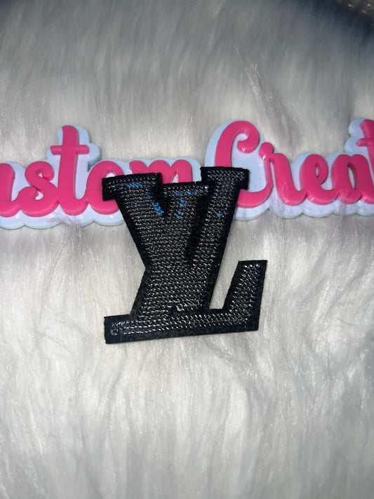 ✨ Silver & Black Vuitton LV Iron-On Patch