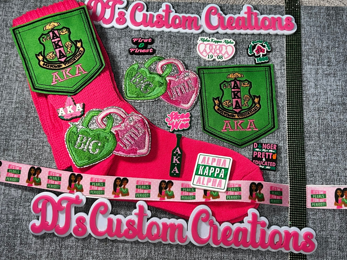 Pink & Green Sorority Style DIY Sock Kit – Luxe Patch Craft Kit AKA colors