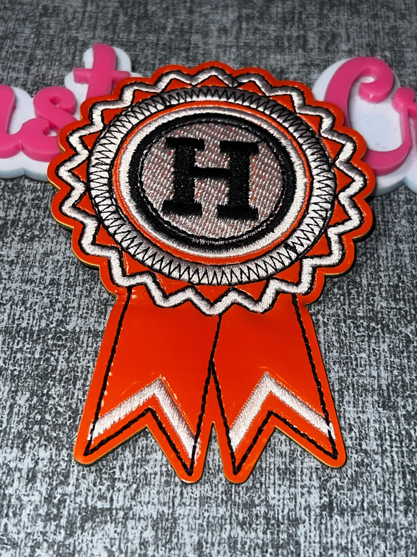 Orange Award Ribbon Embroidered Patch – Decorative Achievement Patch