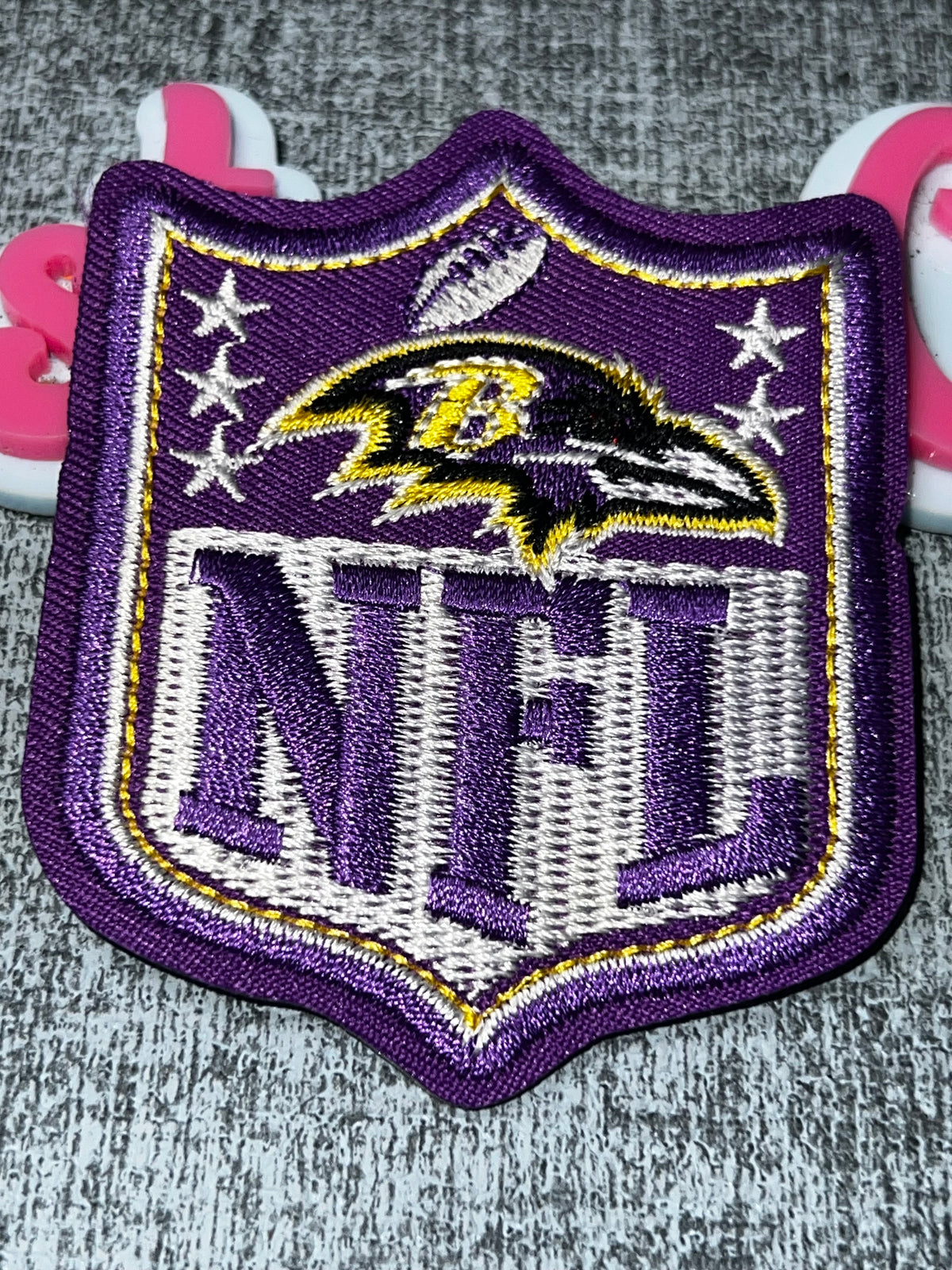 Purple Black Bird Shield Embroidered Patch – Letter B Iron On Applique