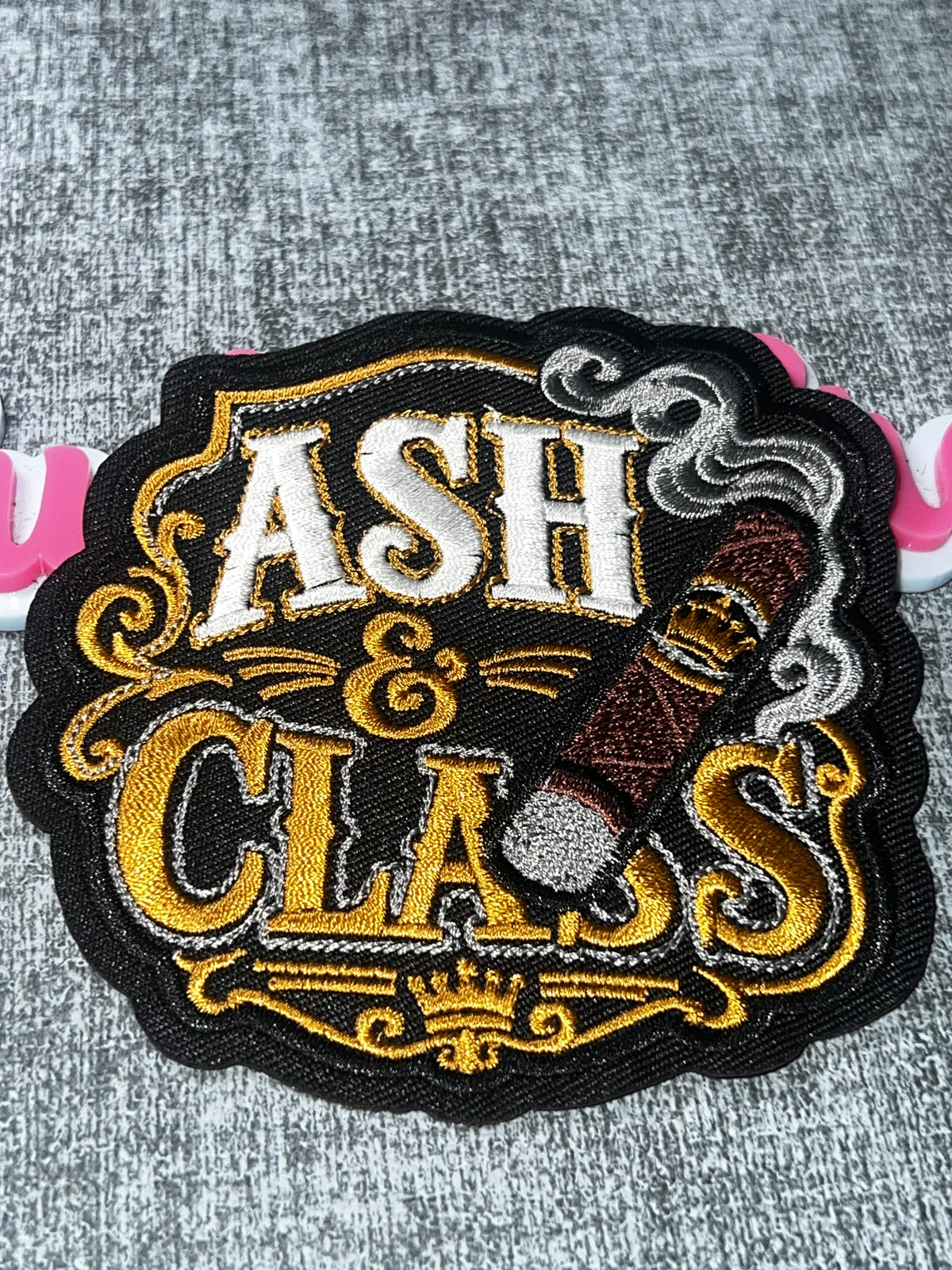 Ash & Class Cigar Patch – Embroidered Iron-On Applique