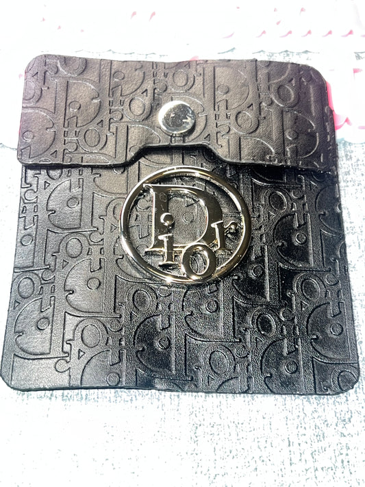 Black Embossed Monogram Faux Leather Pocket – Luxe Snap Closure Pocket