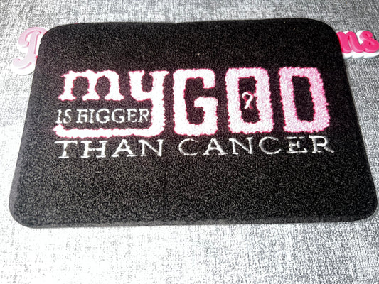 Luxe “My God Is Bigger Than Cancer” Awareness Patch – Black & Pink Statement Patch