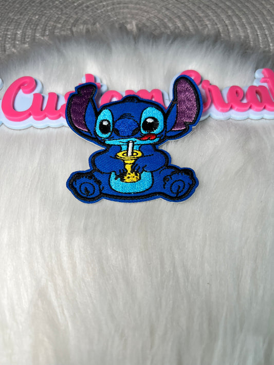 💙 Stitch with Drink Iron-On Patch