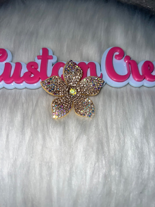 🩷 Champagne Gold Rhinestone Flower Patch