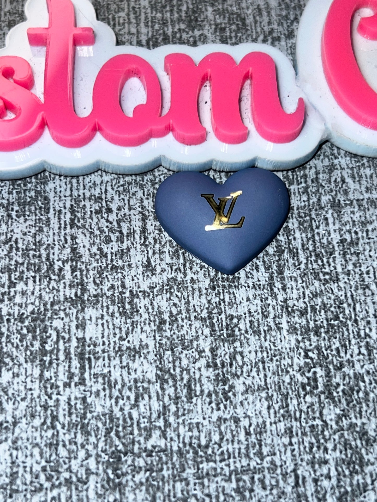 Blue Heart Luxe Letter Flat Back Charm – Matte DIY Embellishment