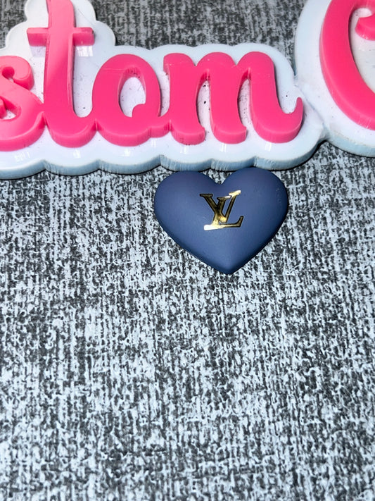 Blue Heart Luxe Letter Flat Back Charm – Matte DIY Embellishment