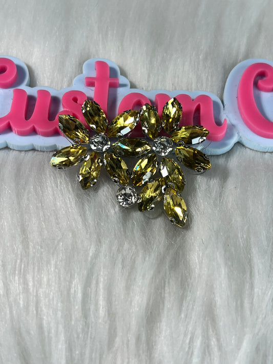 Yellow Gold Crystal Floral Duo