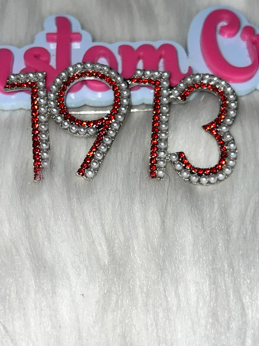 1913 Delta Inspired Pearl & Rhinestone Number Brooch