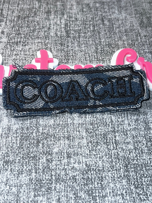 Distressed Denim Style Embroidered Iron-On Fashion Patch – Blue Applique