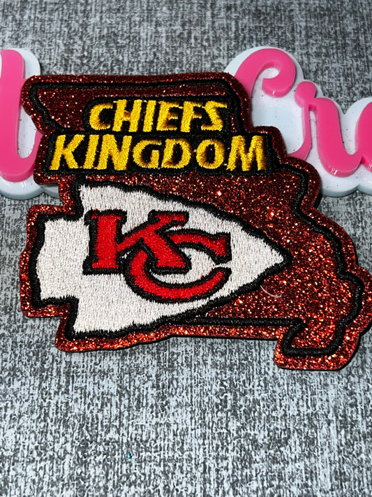 Red Glitter Arrowhead State Embroidered Iron-On Patch | Statement Appliqué