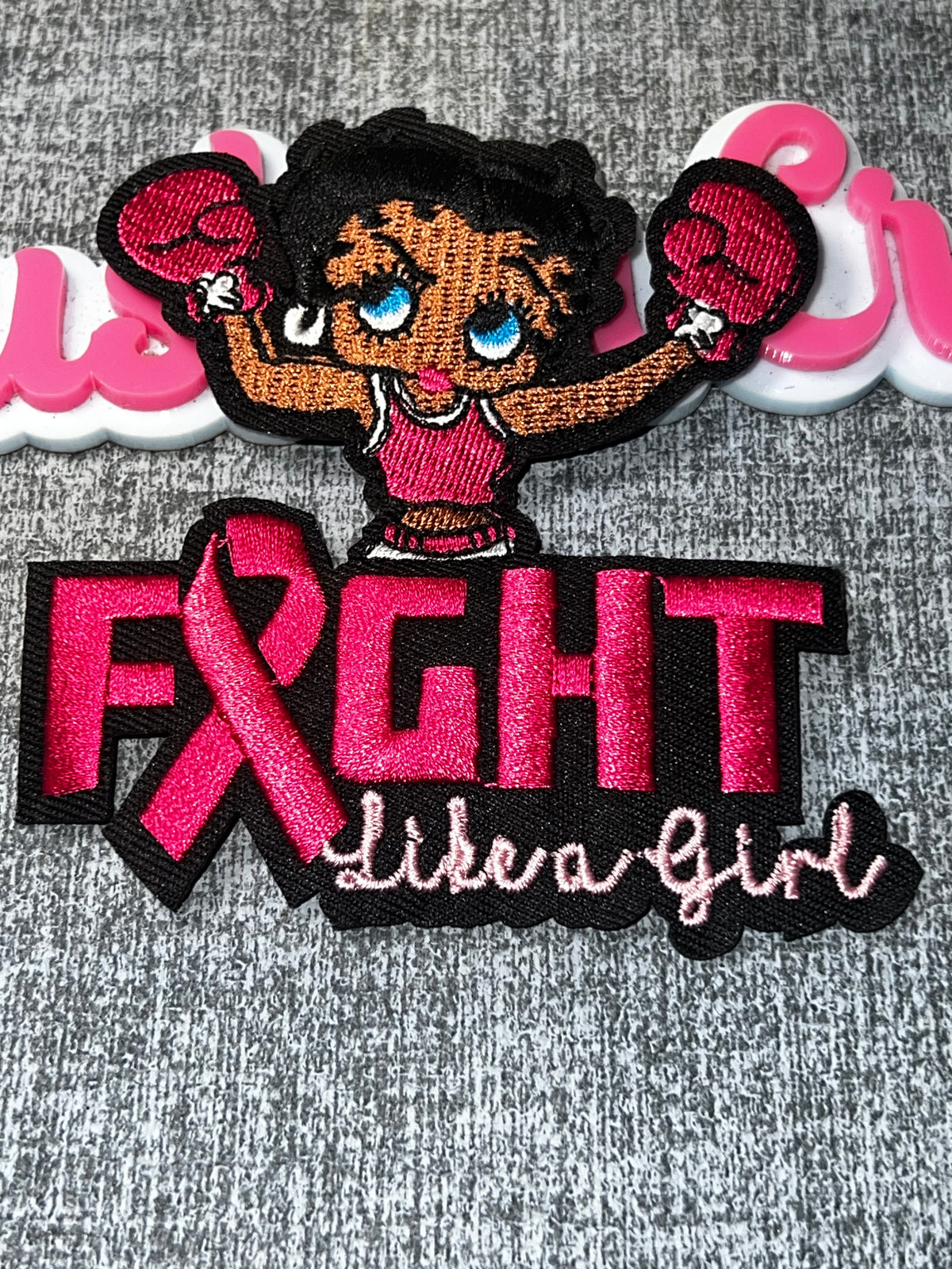 Fight Like a Girl Breast Cancer Awareness Patch – Embroidered Iron-On Applique