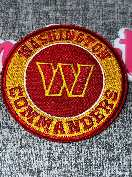 Red Gold Circle Letter Embroidered Iron-On Patch | Statement Appliqué