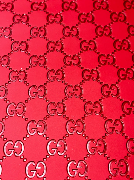 Red Embossed Chain Pattern Faux Leather Sheet 9x12 – Textured Faux Leather for Crafts