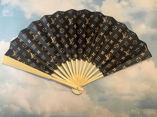Bamboo Brown LV Double Side Fan