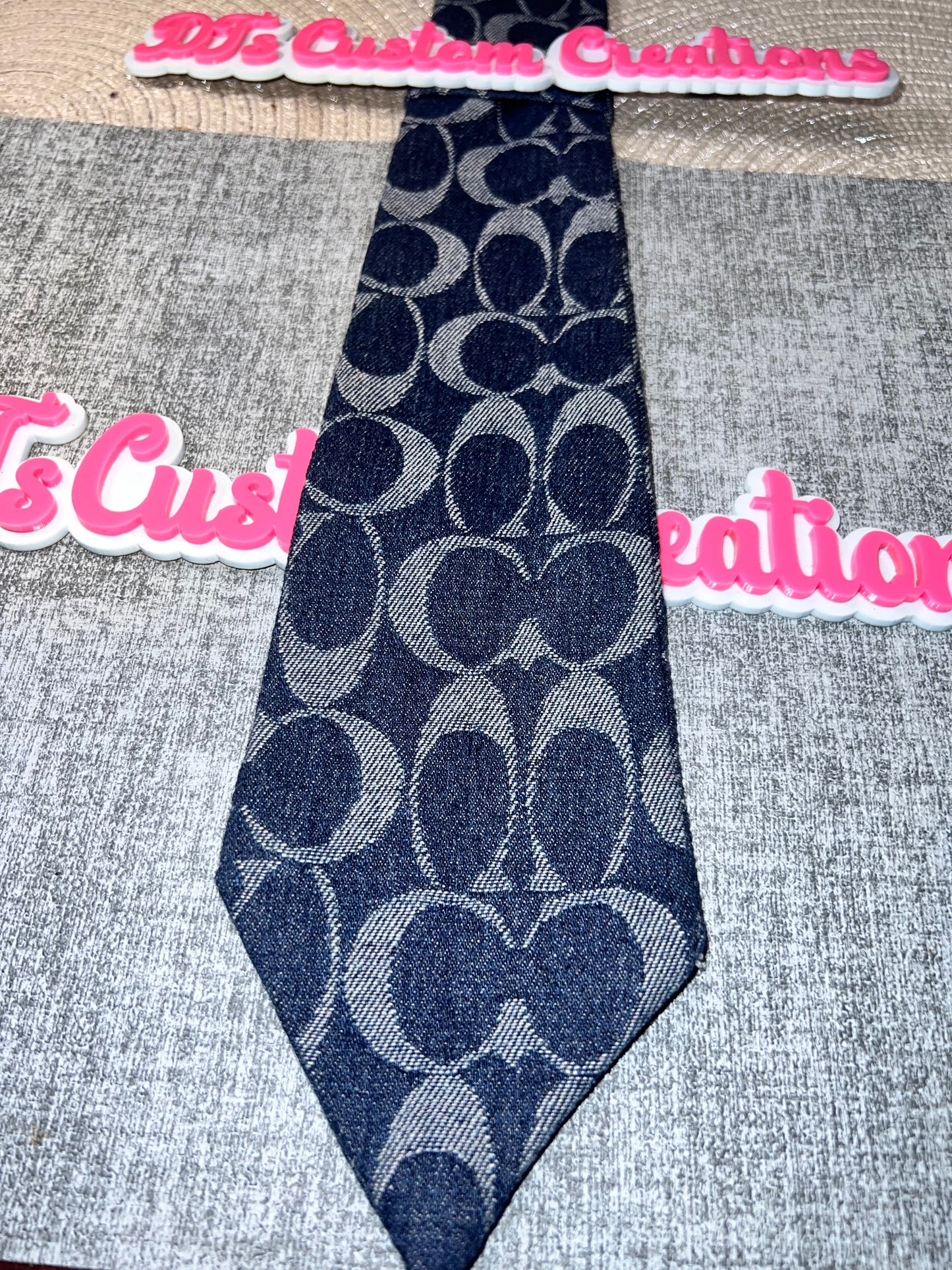 Luxe Inspired Denim Pattern Tie – Navy Statement Necktie for DIY Bling Designs, Custom Fashion Accessories, Craft Supply