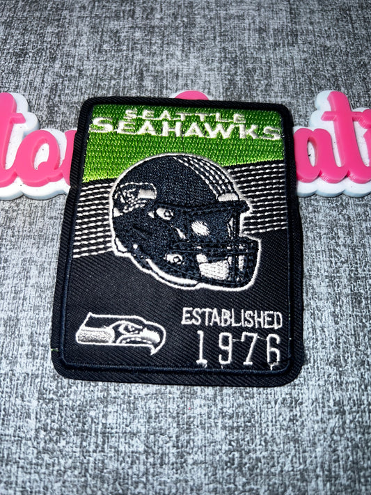 Green Black Helmet Embroidered Iron-On Patch | Statement Appliqué