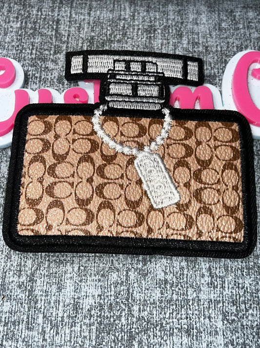 Tan Signature Perfume Bottle Embroidered Patch – Fashion Bottle Iron On Applique