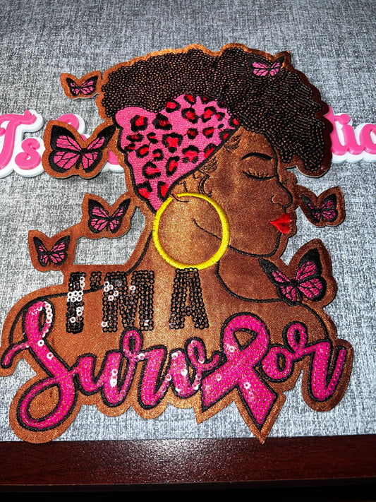 Luxe “I’m A Survivor” Breast Cancer Awareness Patch – Pink, Brown & Leopard Statement Patch