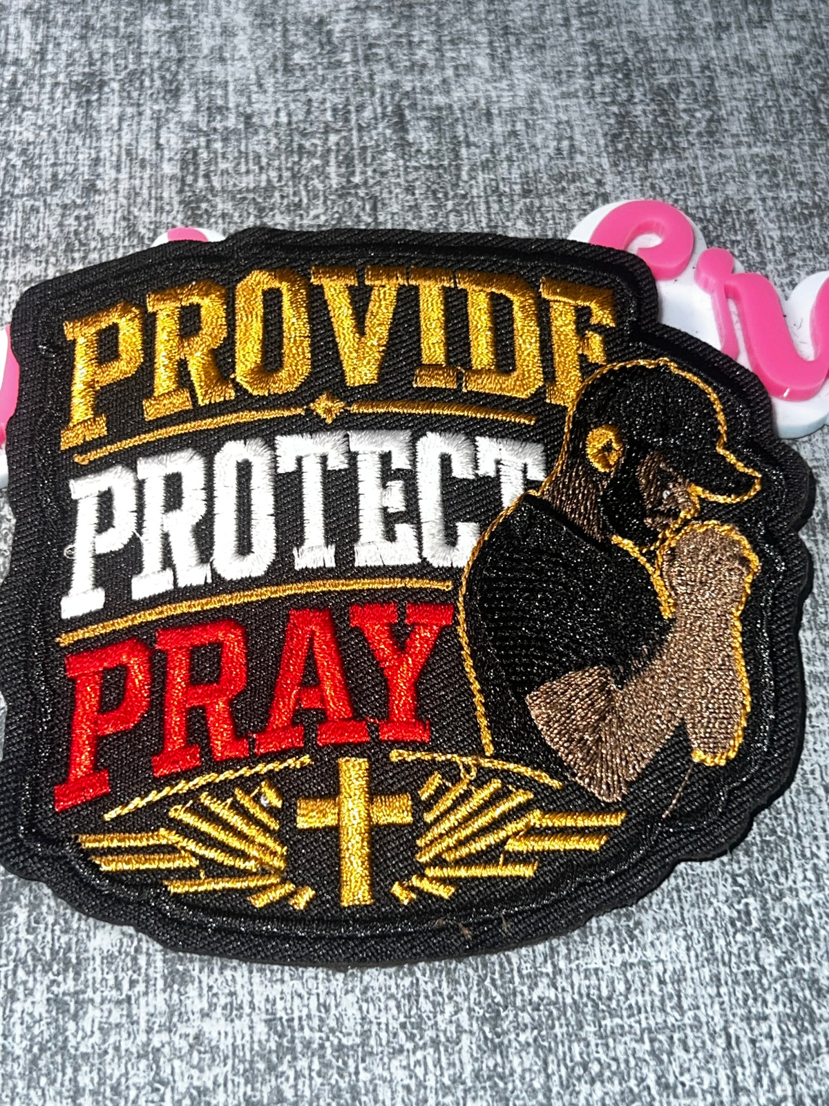 Provide Protect Pray Faith Man Patch – Embroidered Iron-On Applique