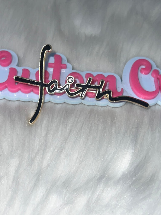 Faith Script Pin – Black & Gold