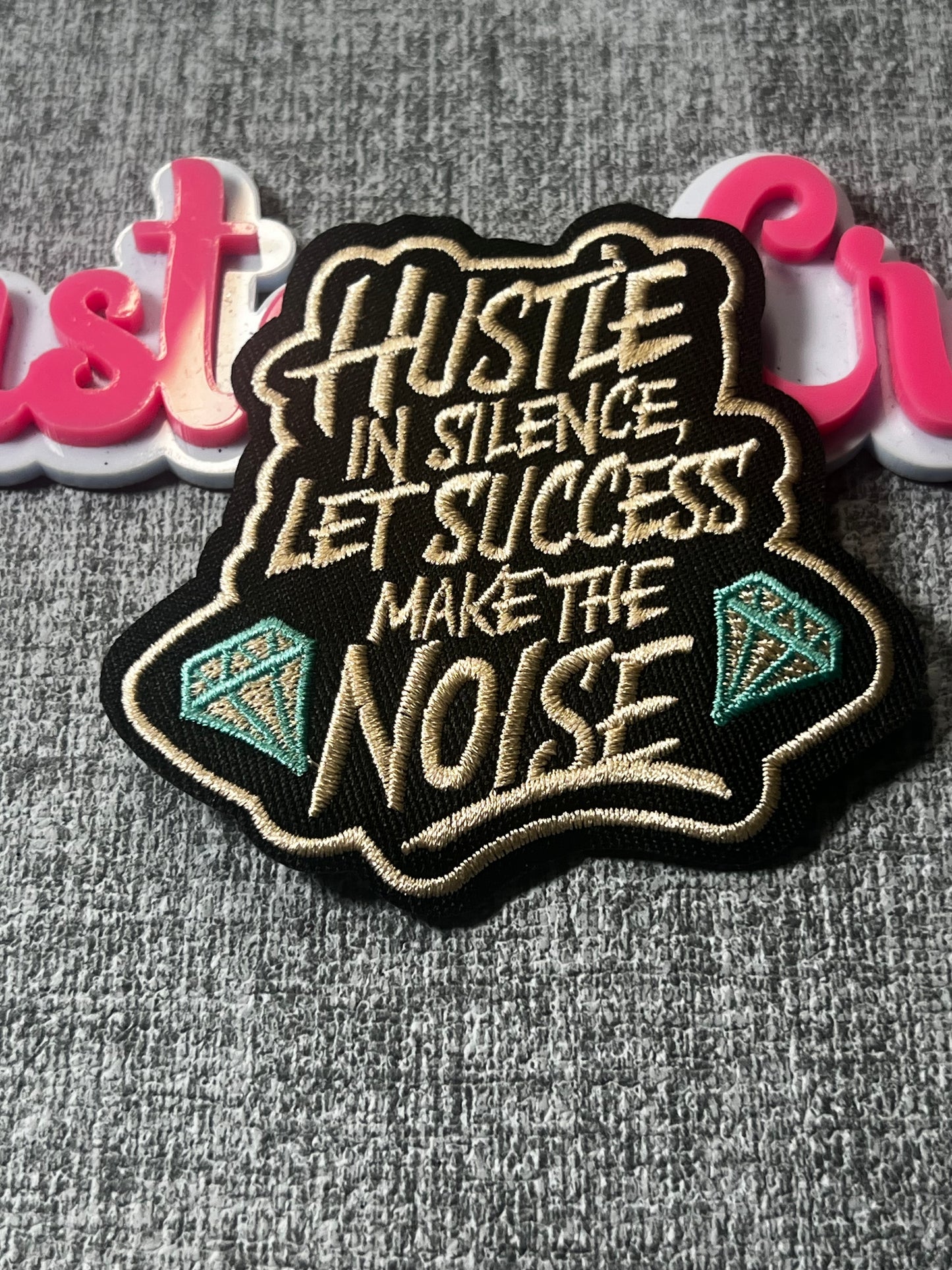 Hustle In Silence Patch – Motivational Embroidered Patch Iron On Applique