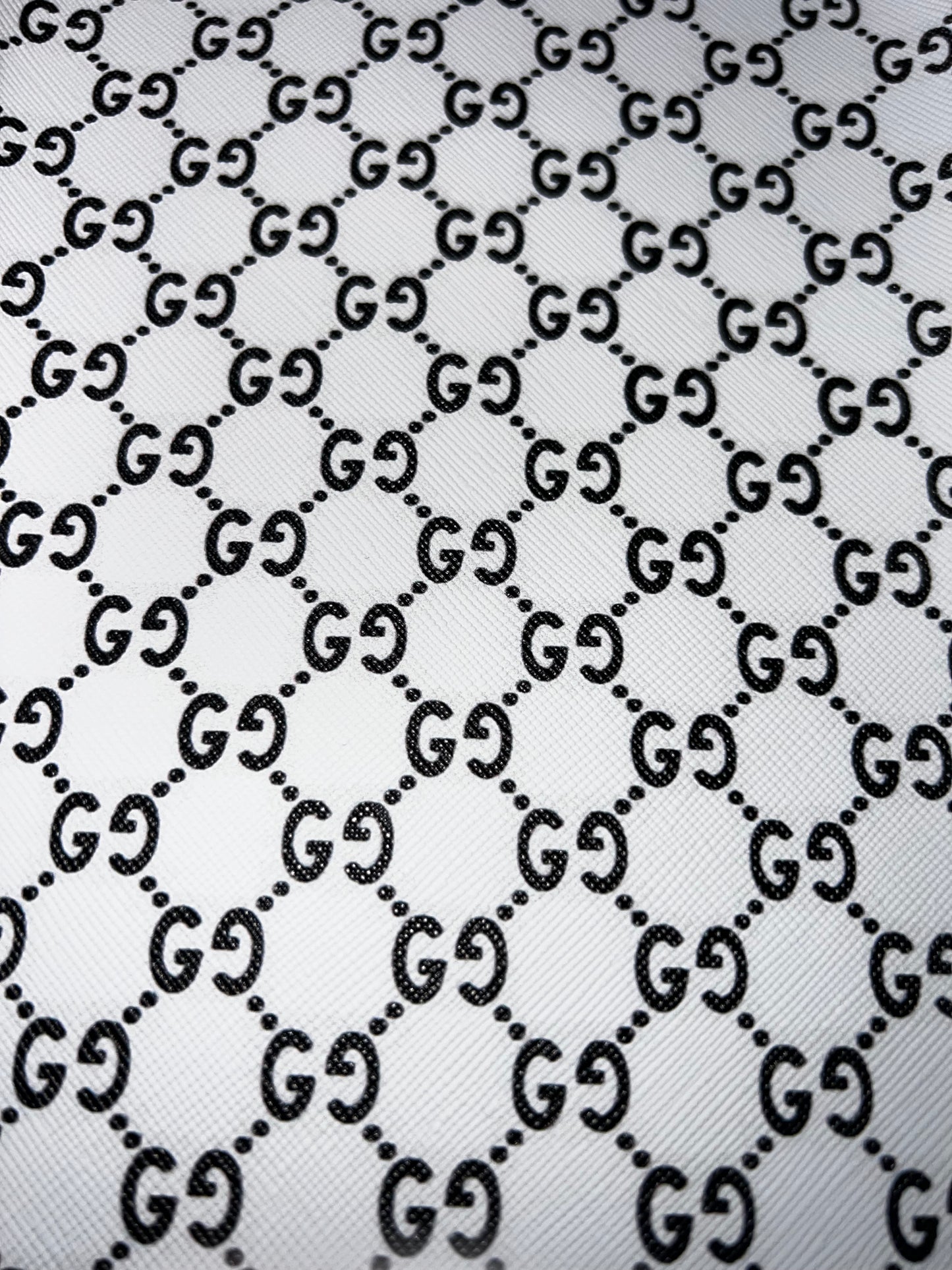 White Black Interlocking Pattern Faux Leather Sheet | Printed Craft Material
