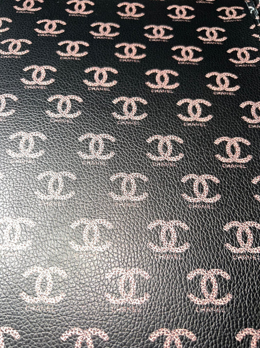 Black Luxe Monogram Style Faux Leather Sheet – 9x12