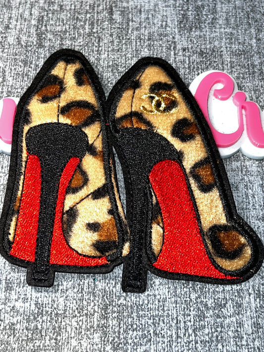 Leopard Print High Heel Embroidered Iron-On Patch | Fashion Appliqué