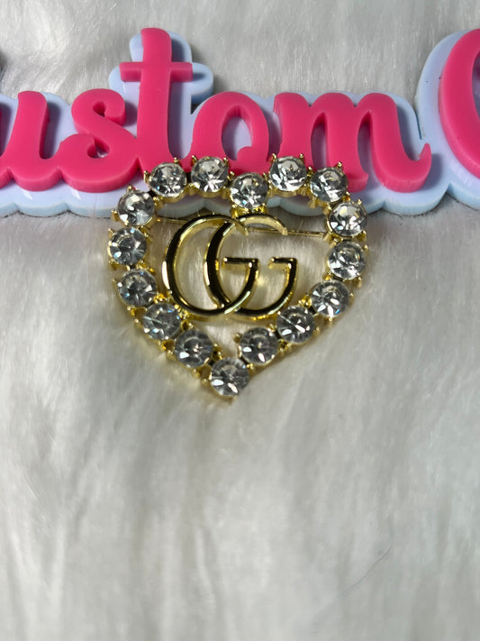 💛 Clear Crystal Heart GG Brooch (Gold Base)
