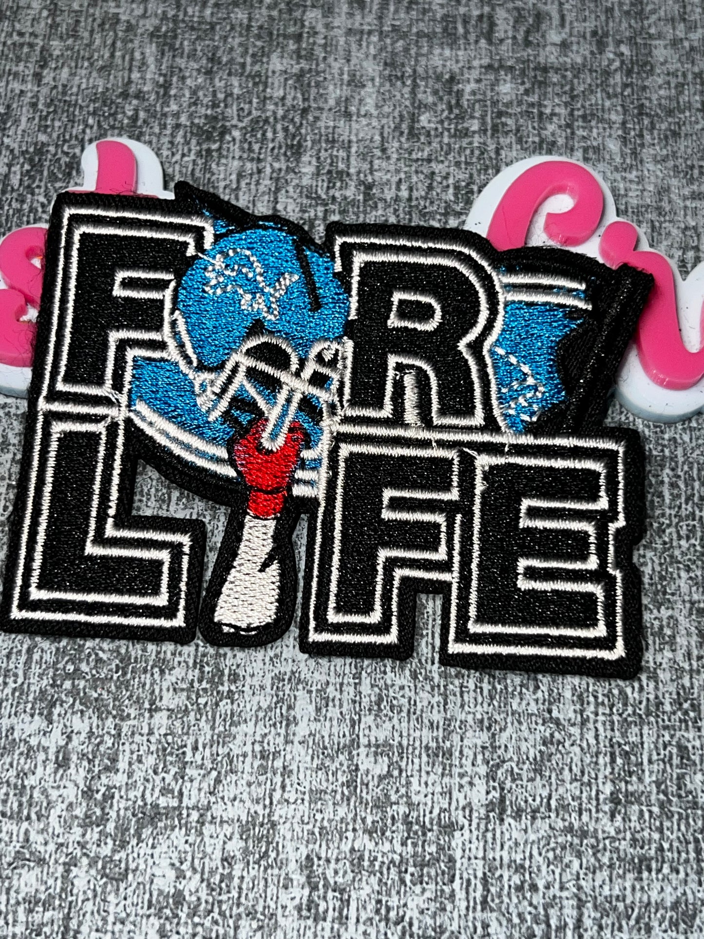 Blue Black Sports Life Embroidered Iron-On Patch | Statement Appliqué