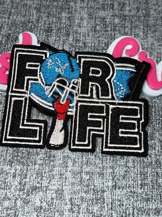 Blue Black Sports Life Embroidered Iron-On Patch | Statement Appliqué