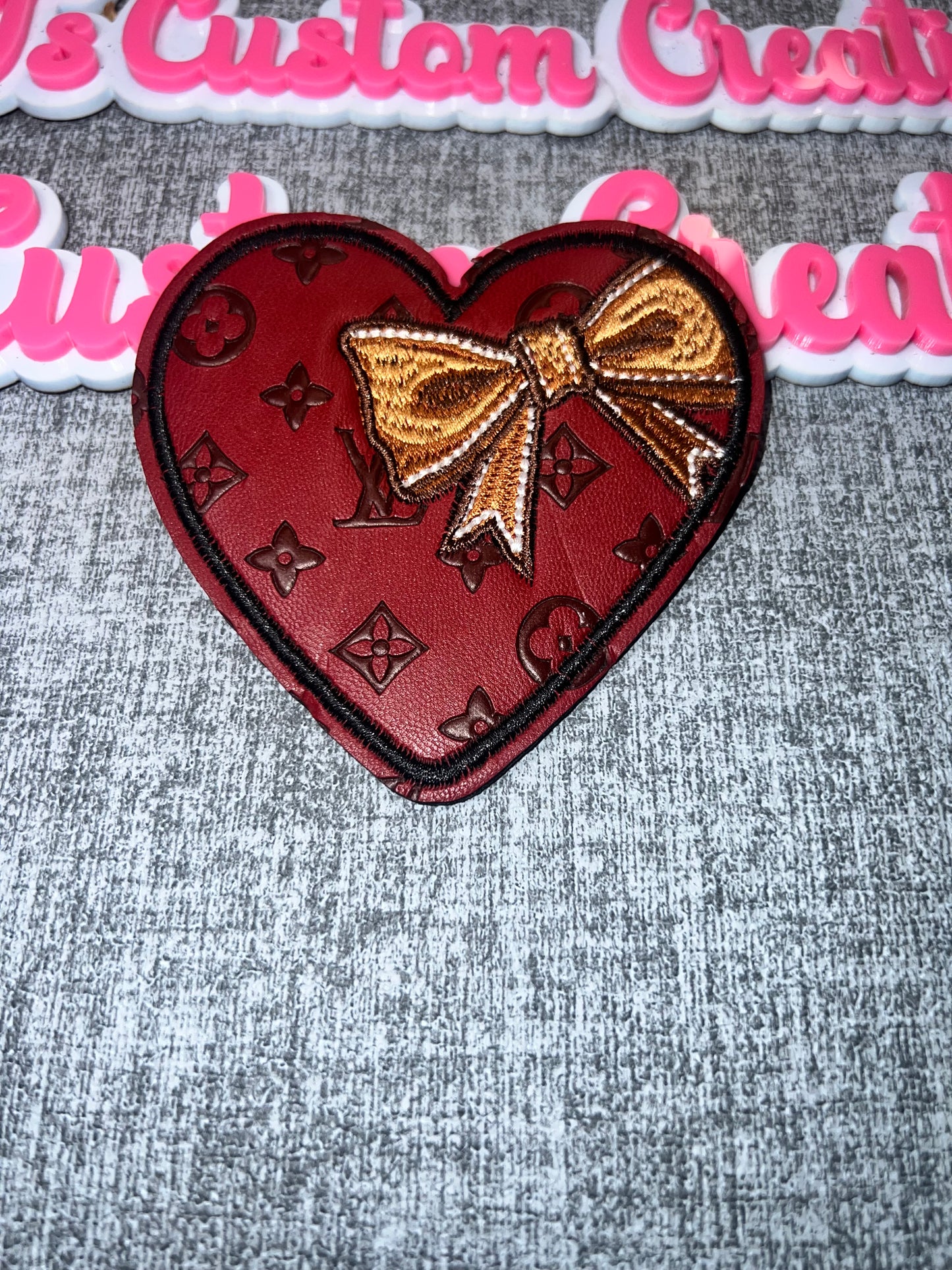 Heart Bow Iron-On Patch – Embroidered Heart Patch for DIY Clothing & Accessories