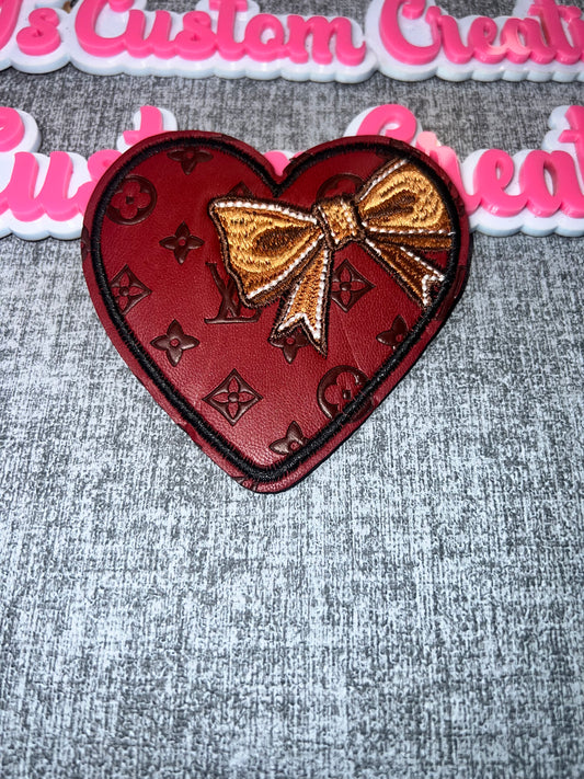 Heart Bow Iron-On Patch – Embroidered Heart Patch for DIY Clothing & Accessories