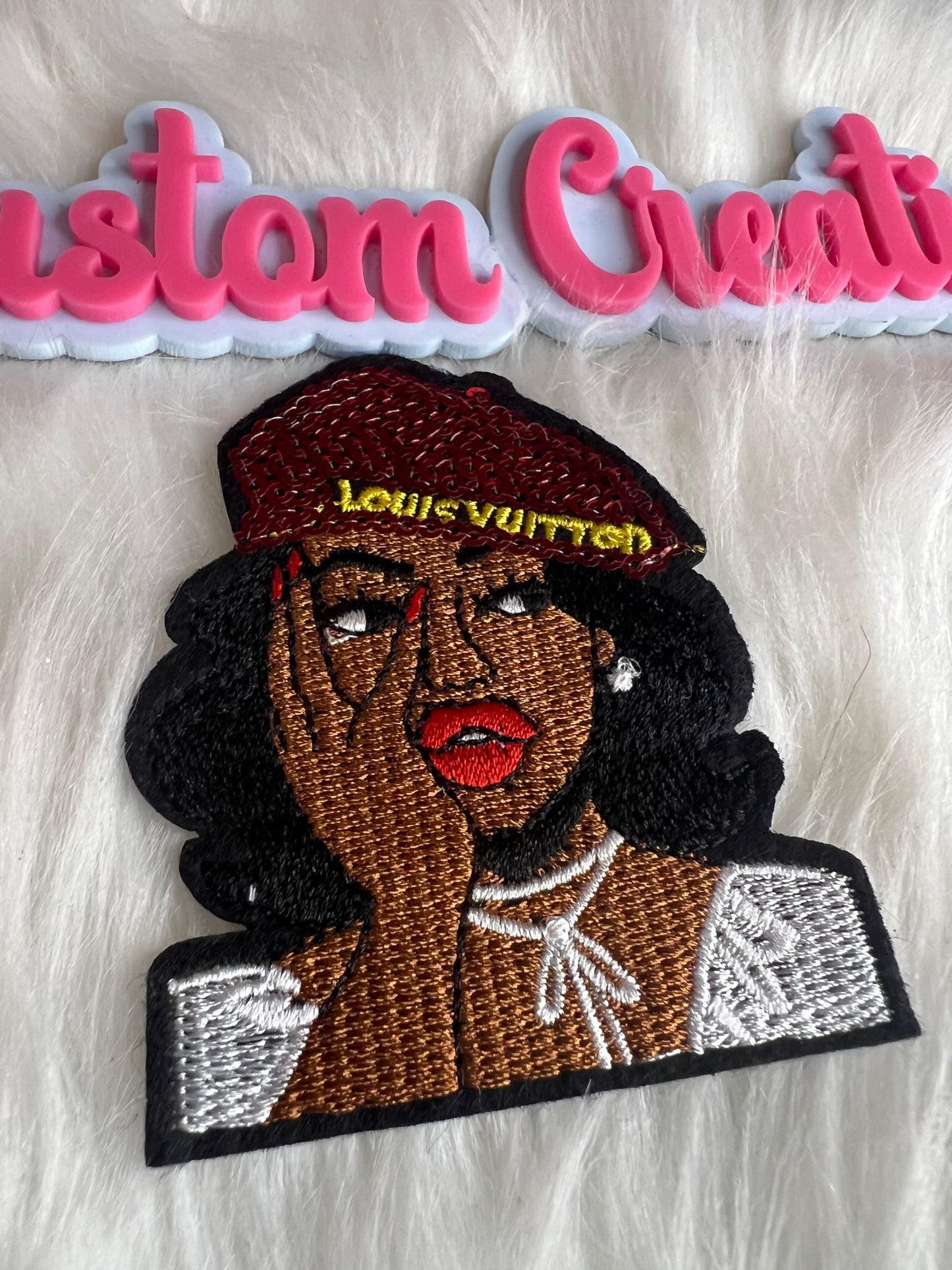 Red sequin Hat LV lady
