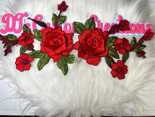 Red Flower/Floral Embroidery Applique 🌸