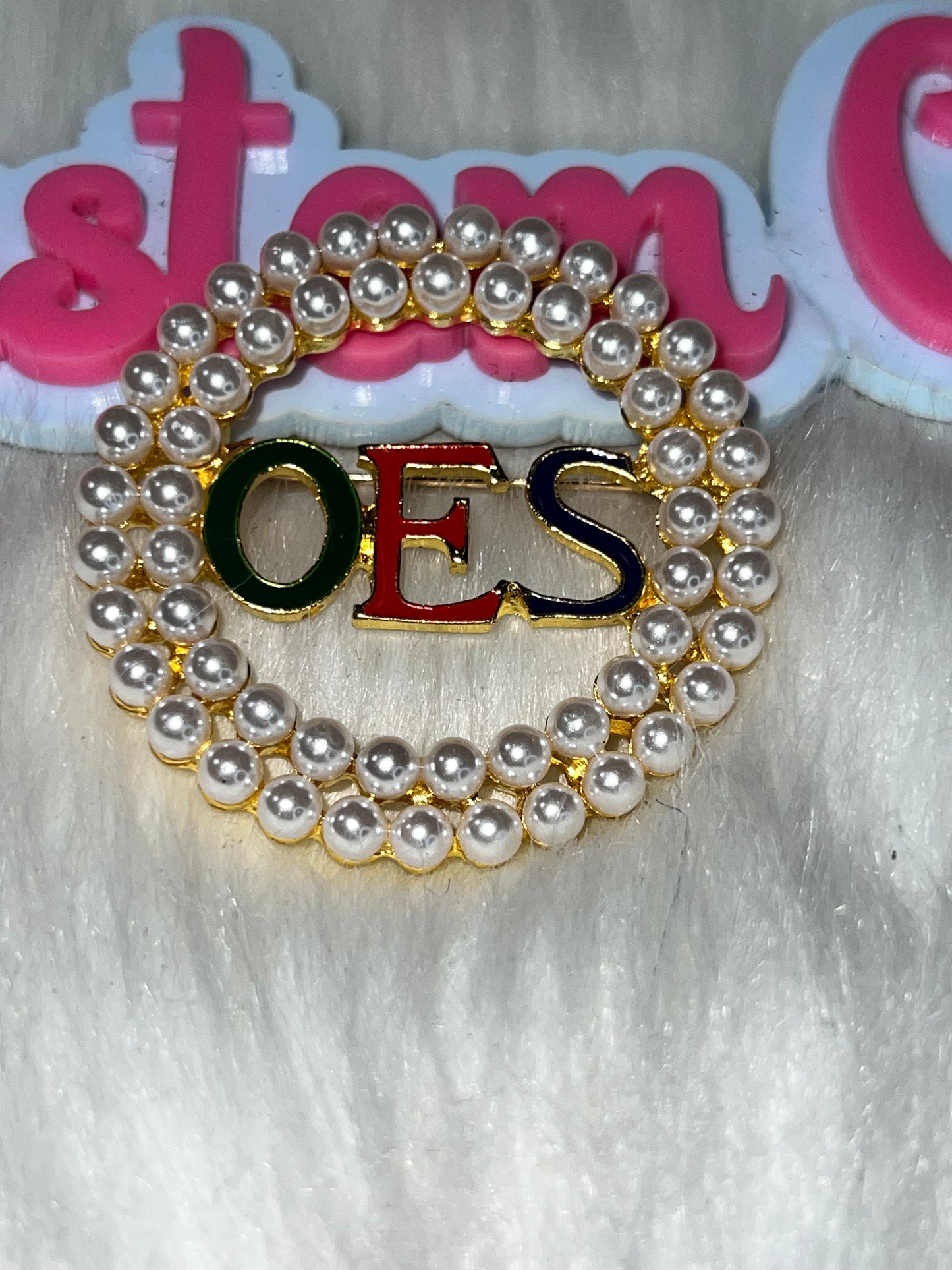 OES Pearl Circle Brooch