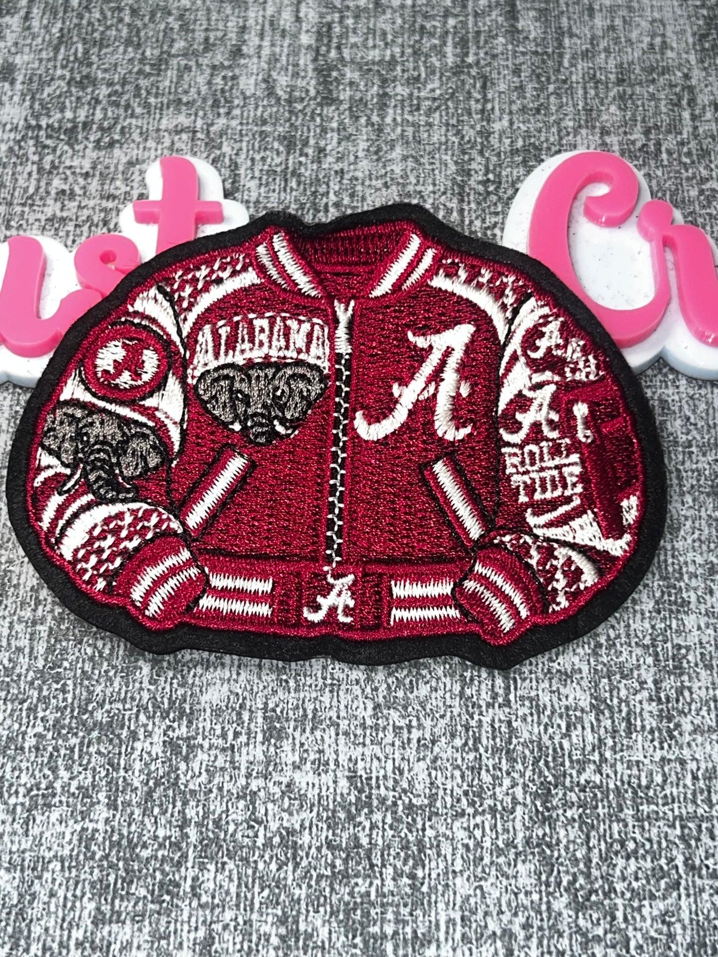 Crimson Varsity Jacket Patch – Embroidered Iron On Applique