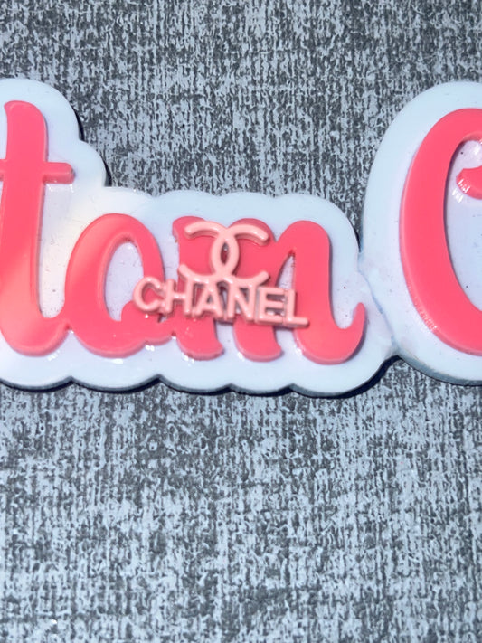 Soft Pink Logo Script Charm – Luxe Statement Charm
