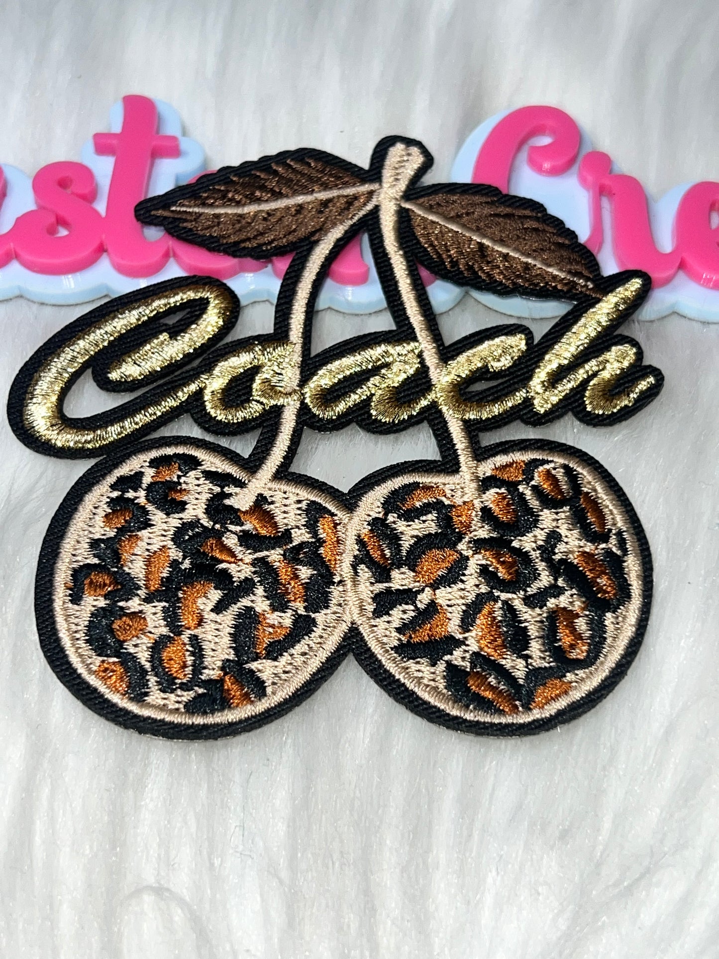 Leopard Cherry Embroidered Patch