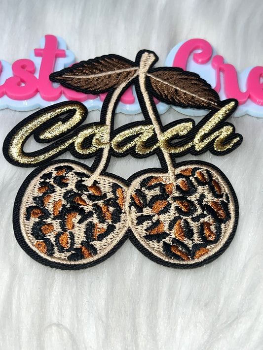 Leopard Cherry Embroidered Patch