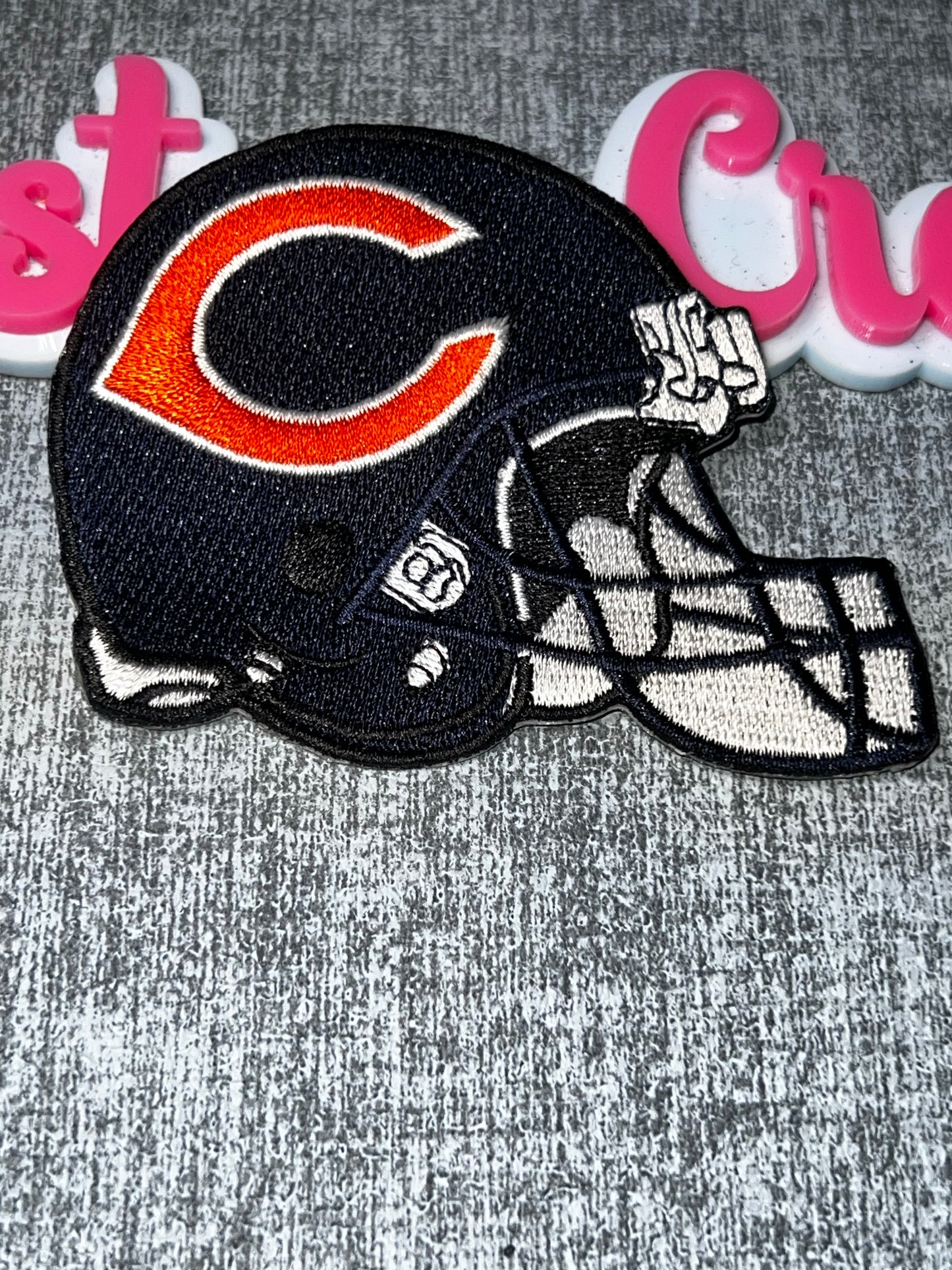 Orange & Black Helmet Embroidered Iron-On Patch
