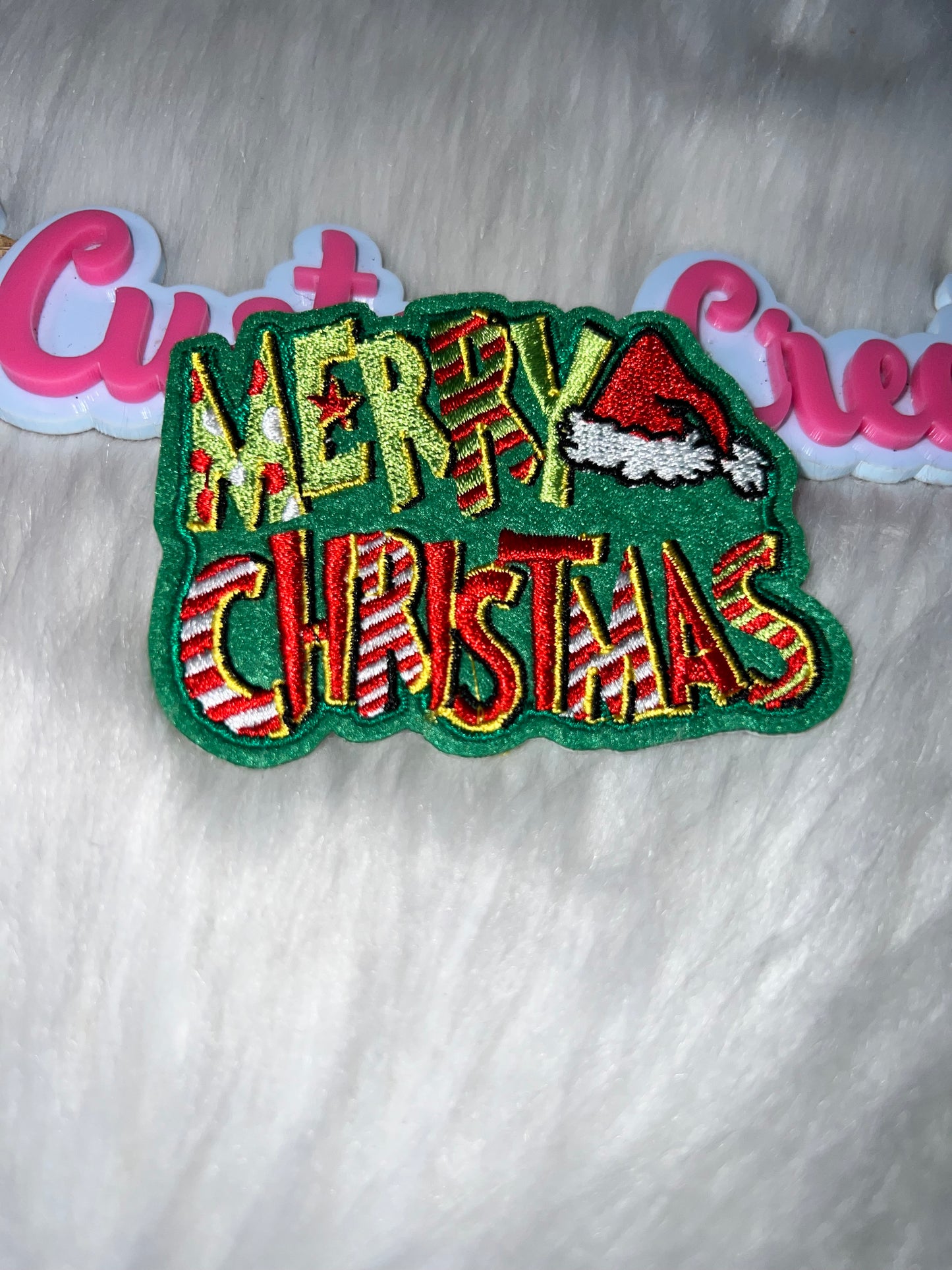 “Merry Christmas” Patch (Green/Red Mix) – Iron On